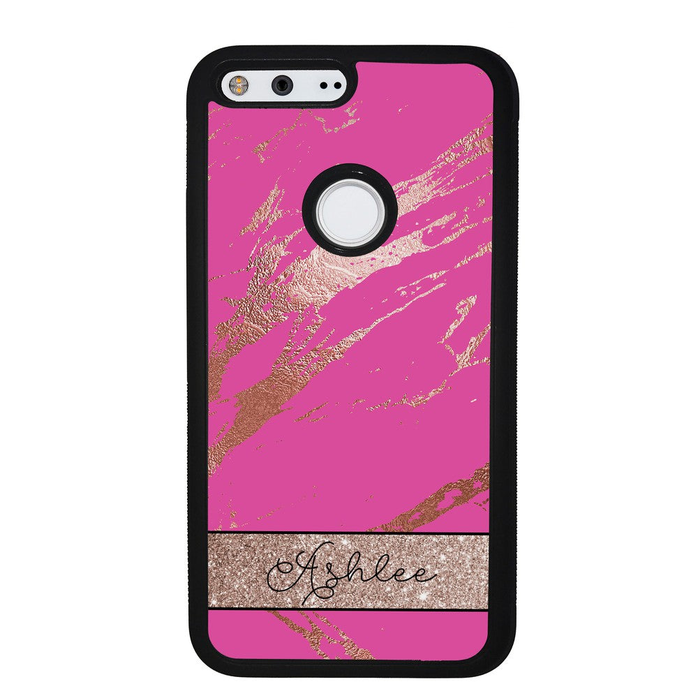 Pink and Gold Marble Personalized | Google Phone Case