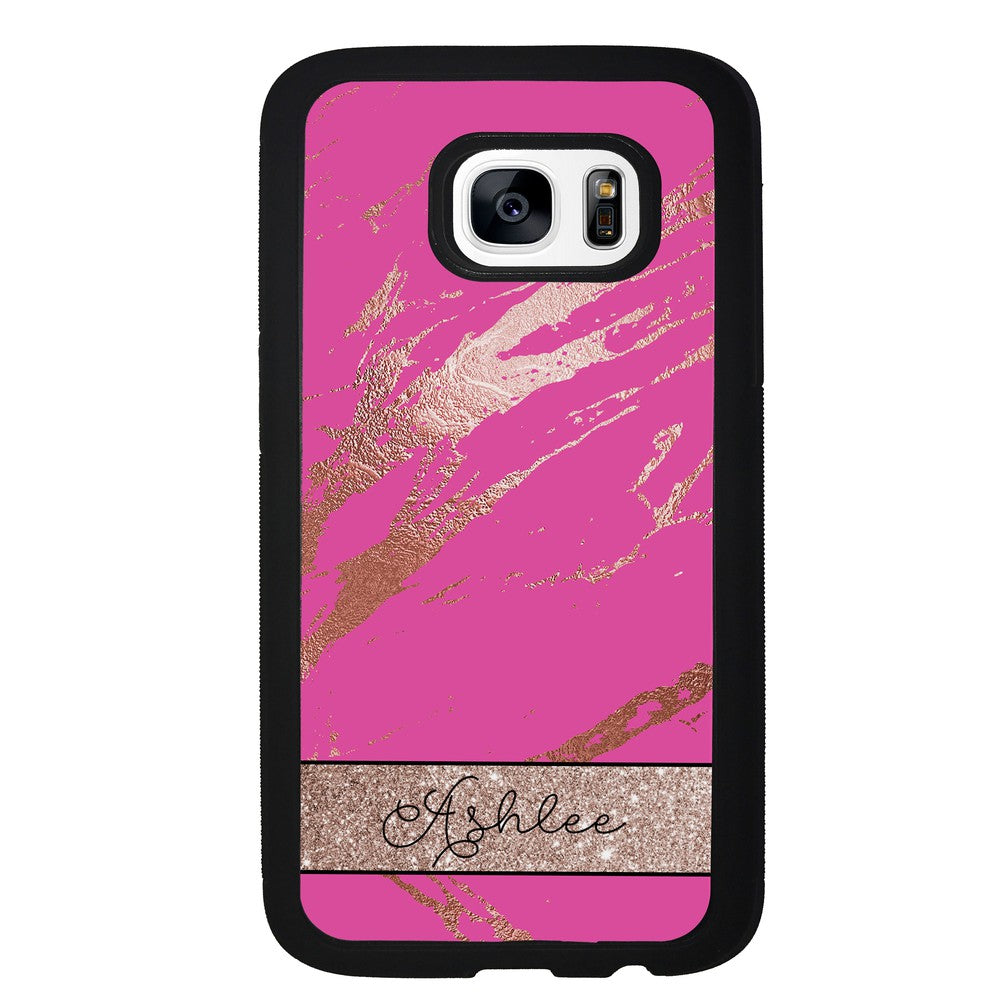 Pink and Gold Marble Personalized | Samsung Phone Case