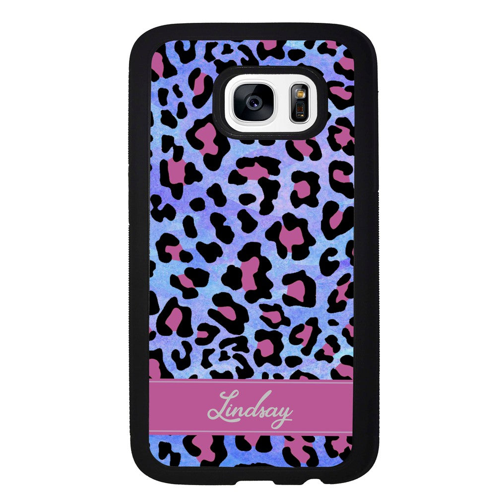 Pink and Blue Leopard Skin Personalized | Samsung Phone Case