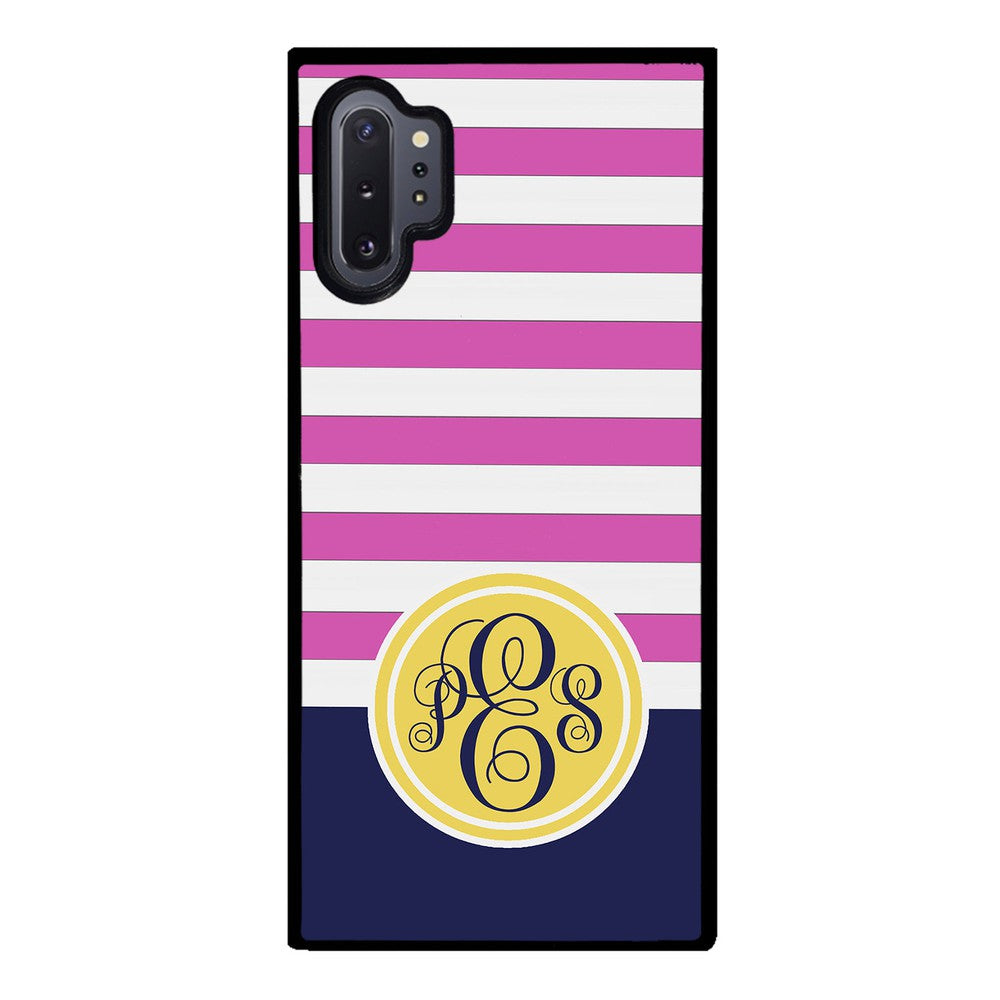 Pink Bars Gold Blue Monogram | Samsung Phone Case
