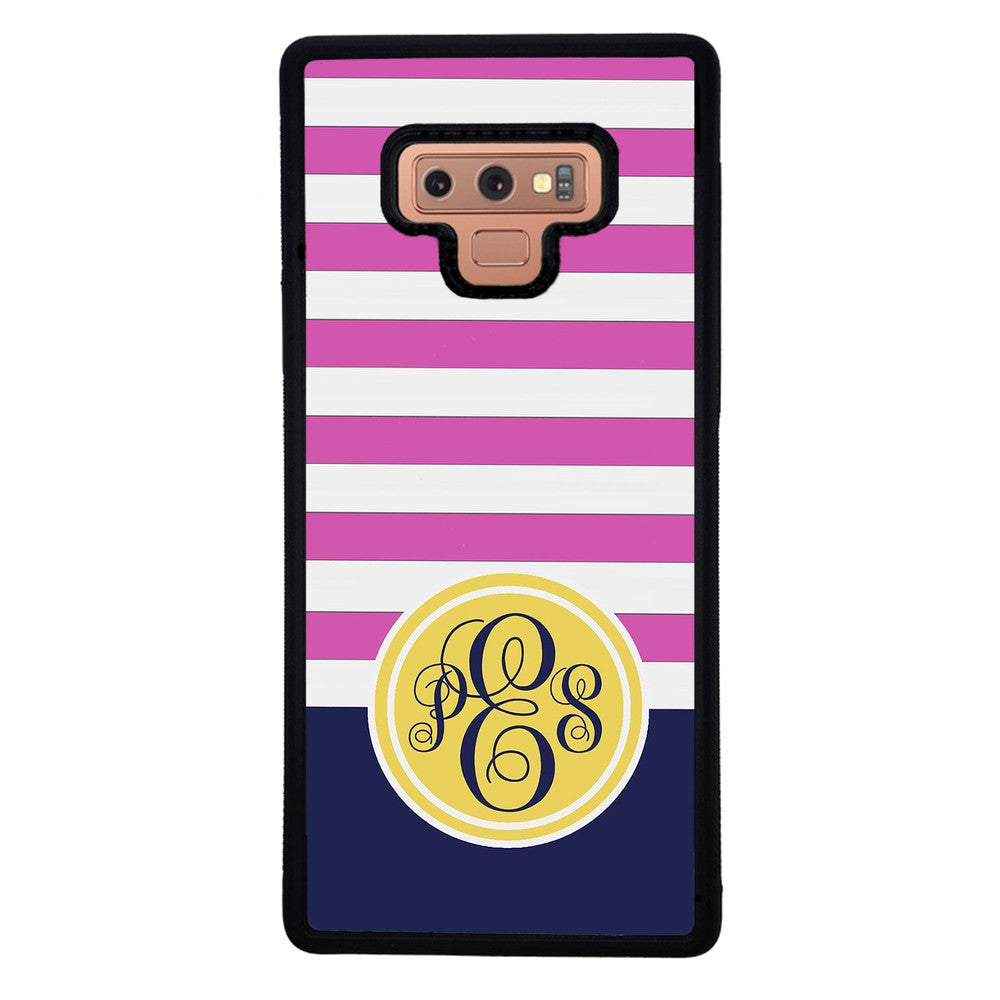 Pink Bars Gold Blue Monogram | Samsung Phone Case