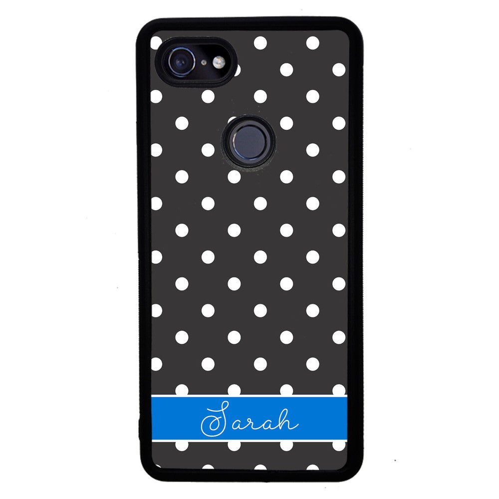 Black Polka Dot Blue Personalized | Google Phone Case