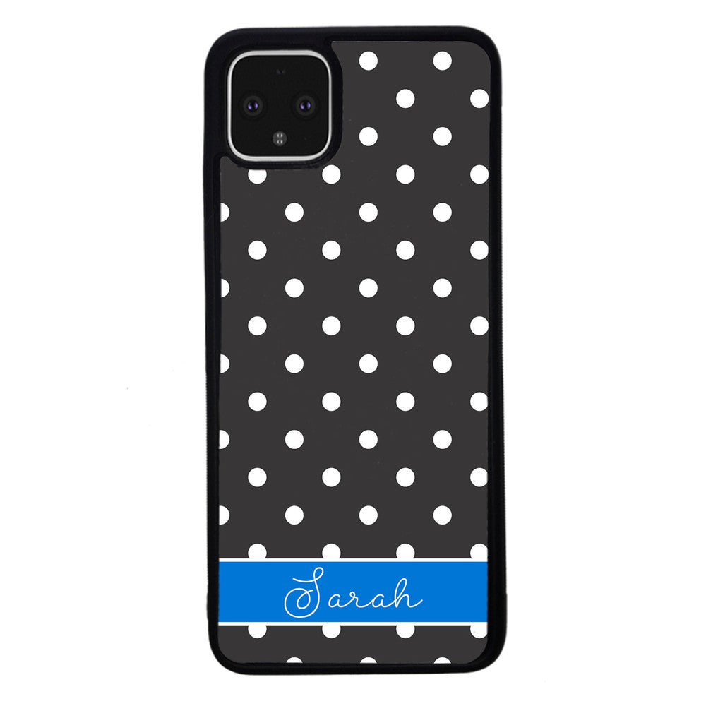 Black Polka Dot Blue Personalized | Google Phone Case