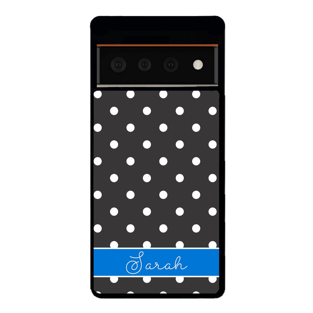 Black Polka Dot Blue Personalized | Google Phone Case