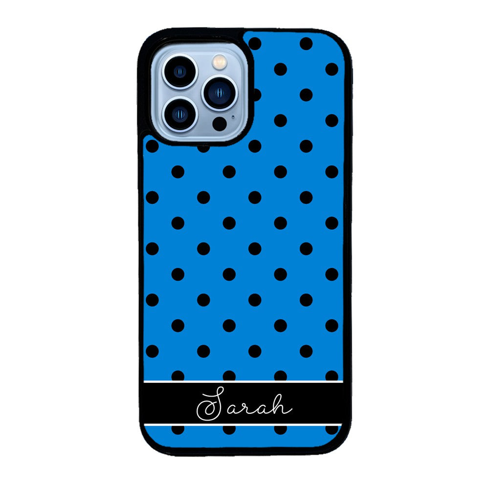 Blue Black Polka Dot Personalized | Apple iPhone Case