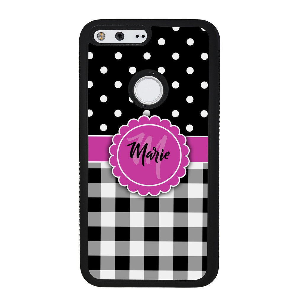 Black Polka Dot Black Plaid Personalized | Google Phone Case