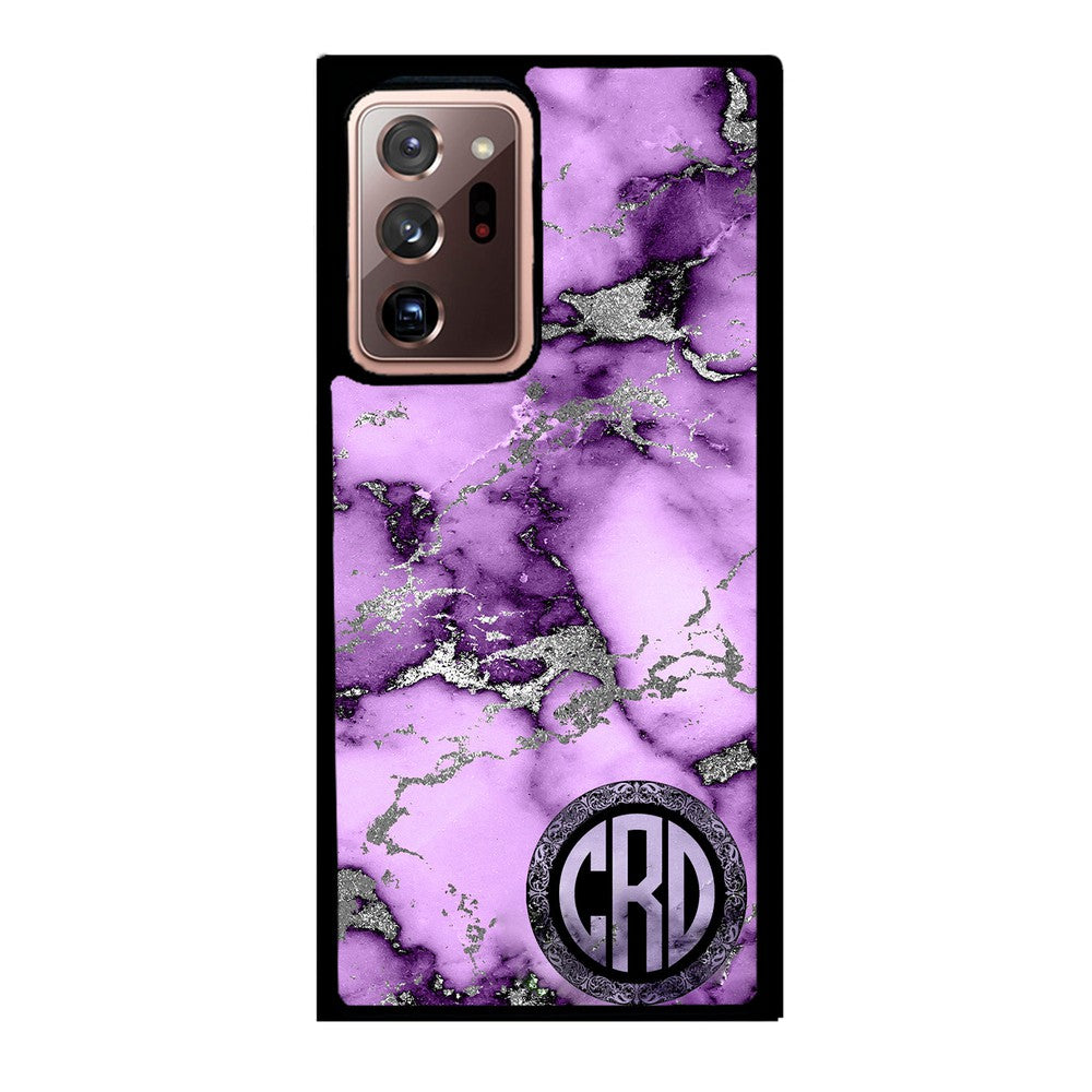 Purple and Silver Marble Monogram | Samsung Phone Case