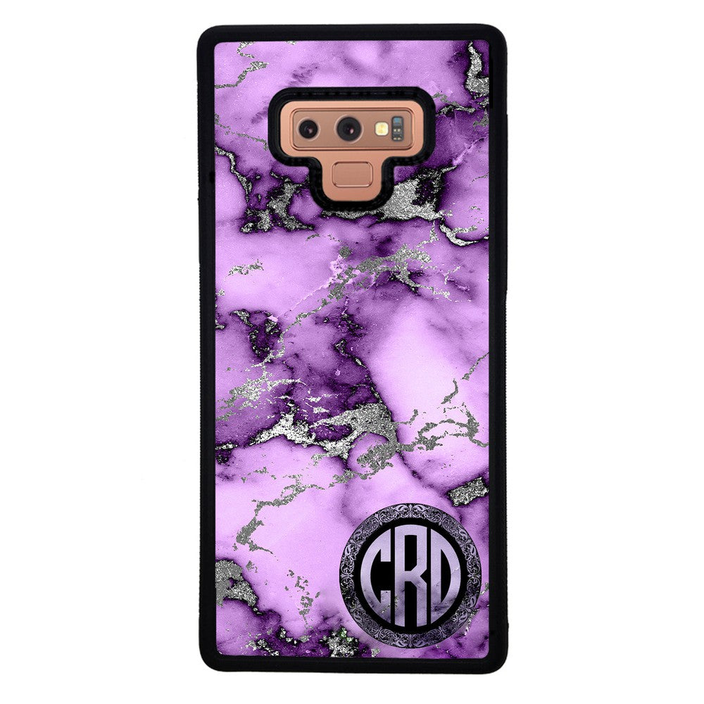 Purple and Silver Marble Monogram | Samsung Phone Case