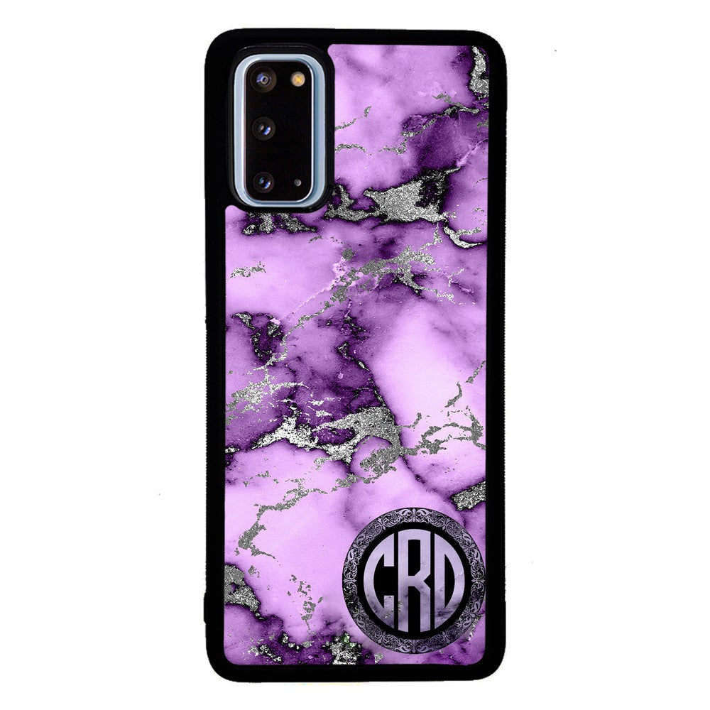 Purple and Silver Marble Monogram | Samsung Phone Case