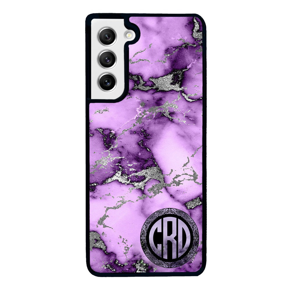 Purple and Silver Marble Monogram | Samsung Phone Case
