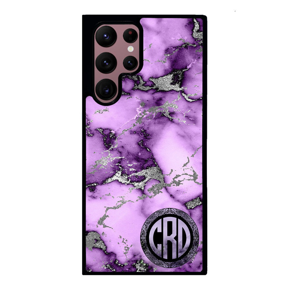 Purple and Silver Marble Monogram | Samsung Phone Case