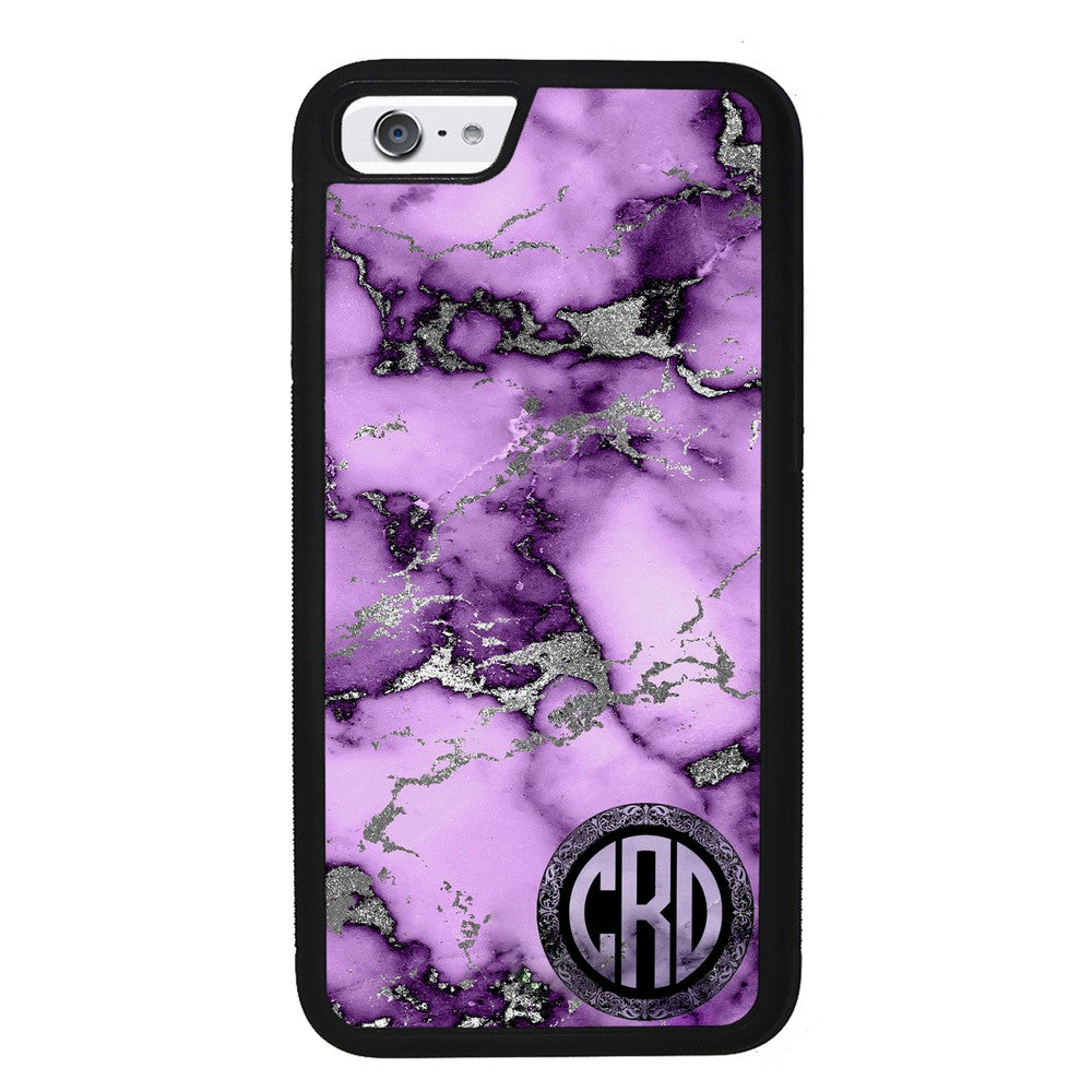 Purple and Silver Marble Monogram | Apple iPhone Case