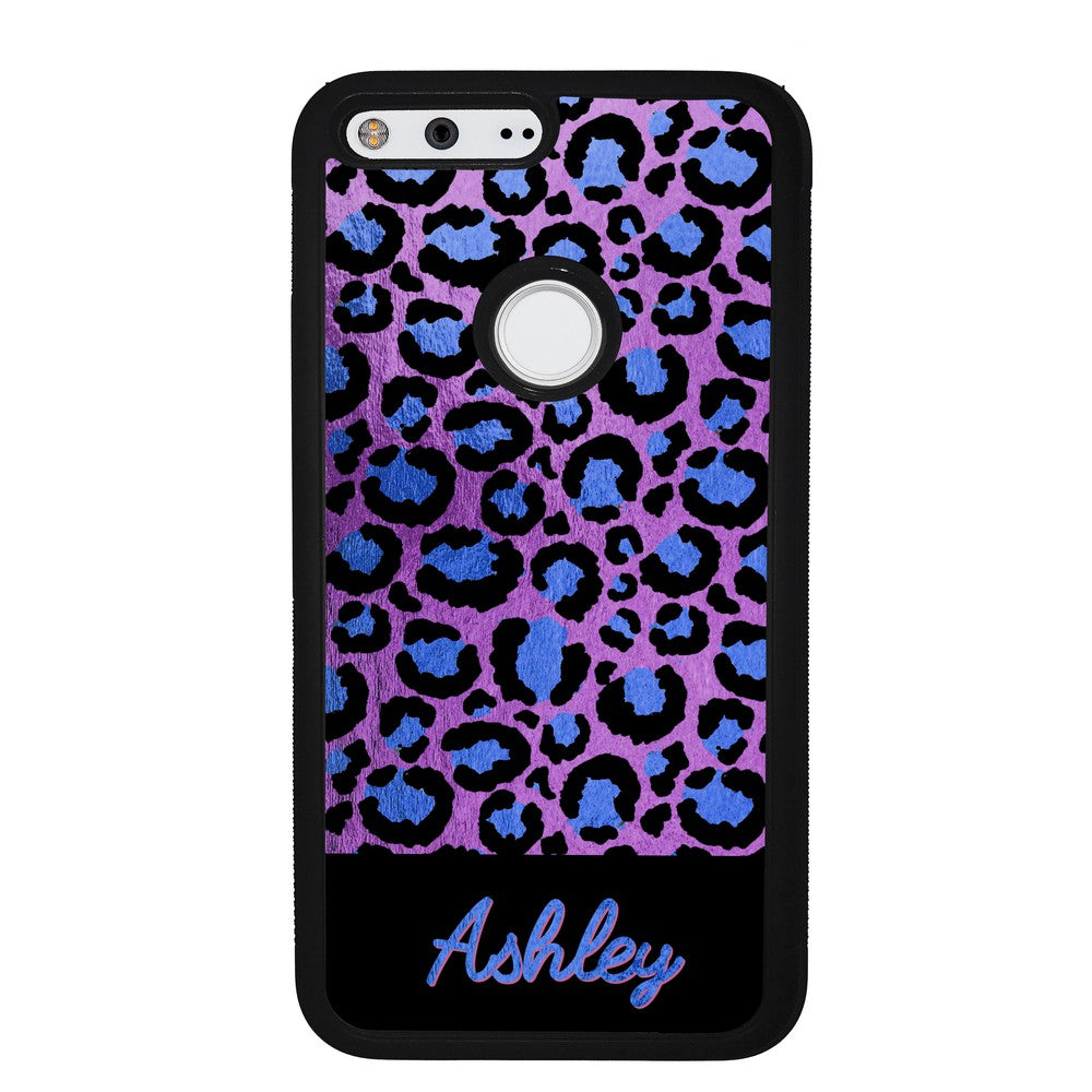 Leopard Skin Purple and Blue Gold Foil Personalized | Google Phone Case