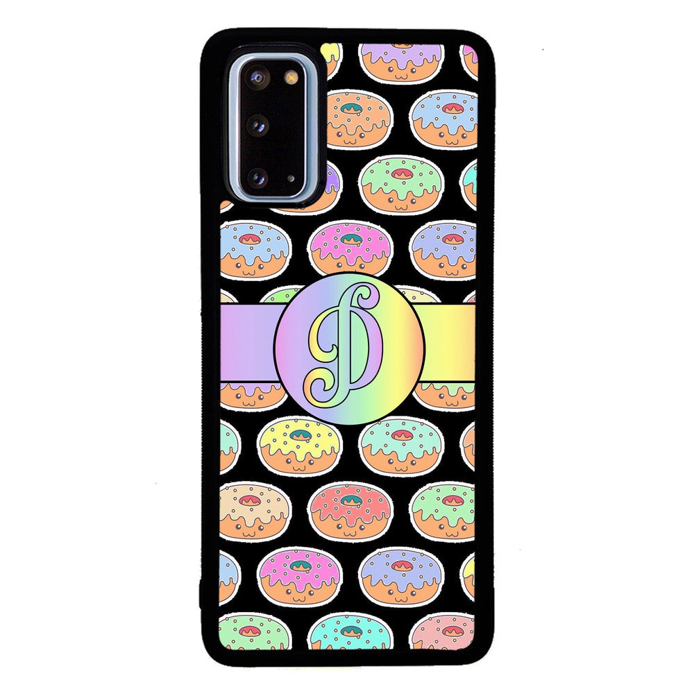 Rainbow Pastel Donuts Initial | Samsung Phone Case