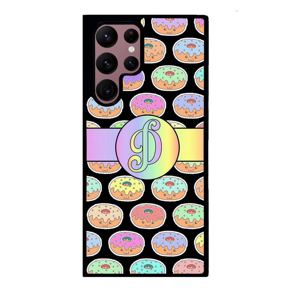 Rainbow Pastel Donuts Initial | Samsung Phone Case