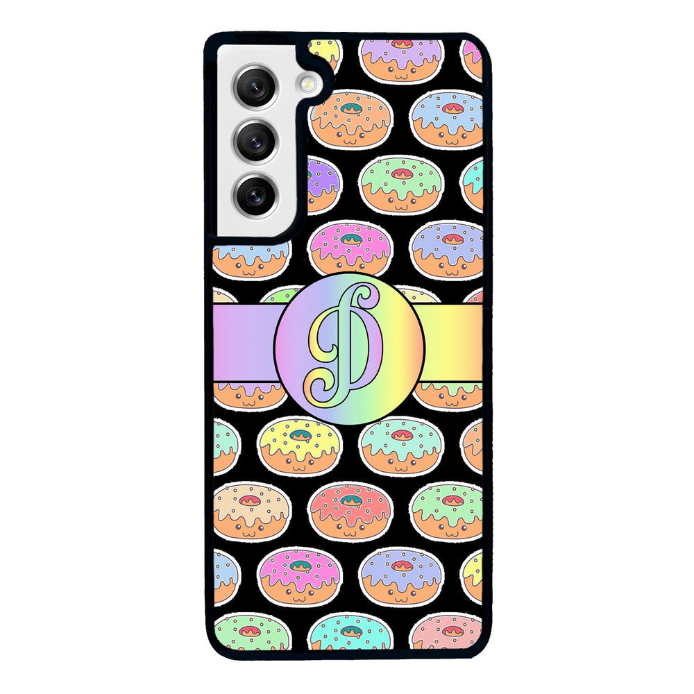 Rainbow Pastel Donuts Initial | Samsung Phone Case