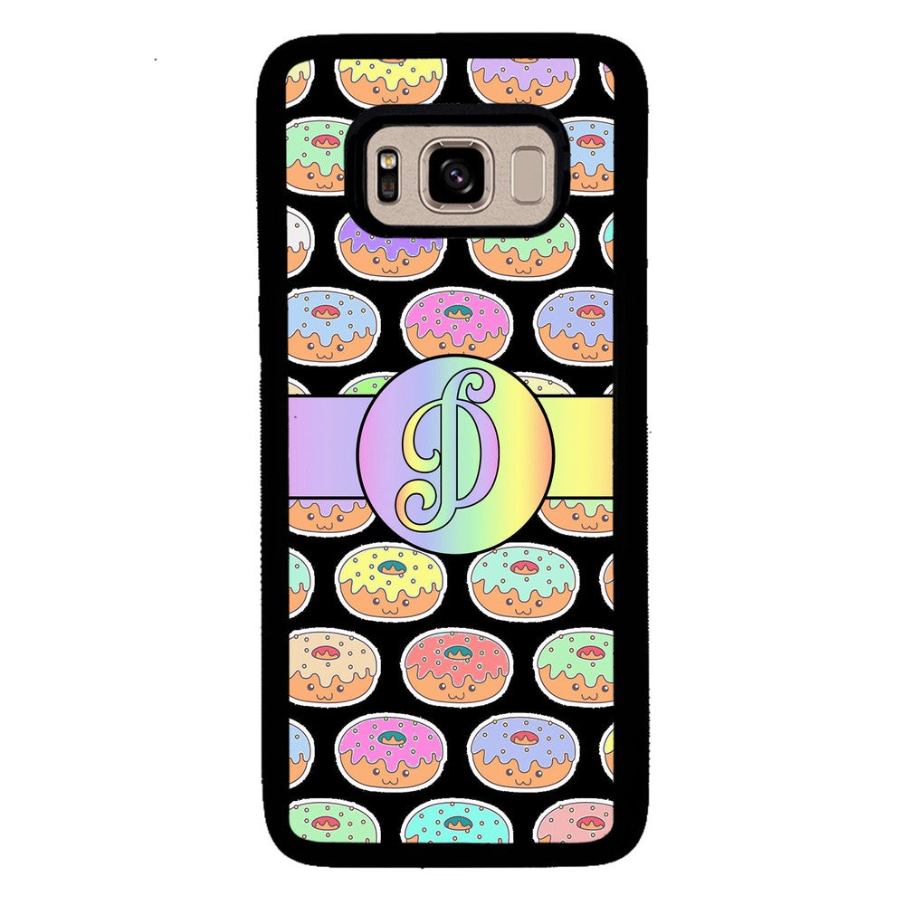 Rainbow Pastel Donuts Initial | Samsung Phone Case