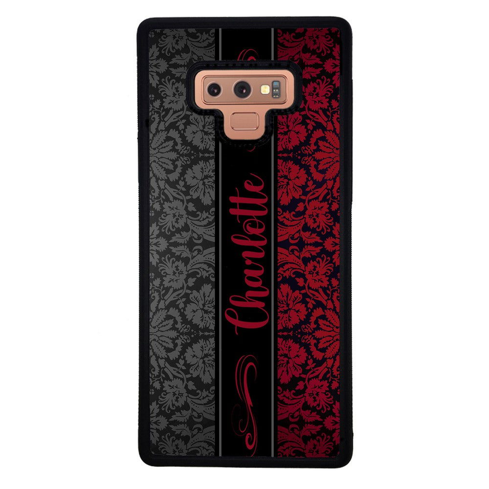 Red and Black Damask Personalized | Samsung Phone Case