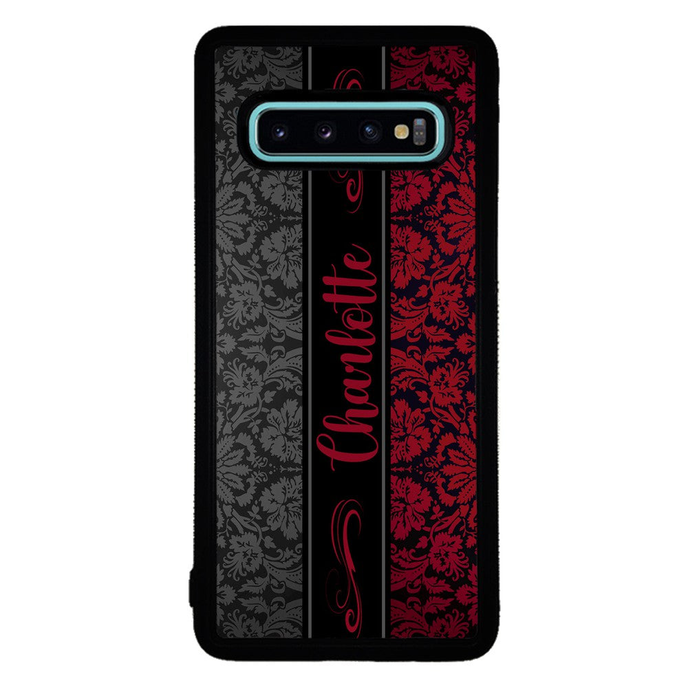 Red and Black Damask Personalized | Samsung Phone Case