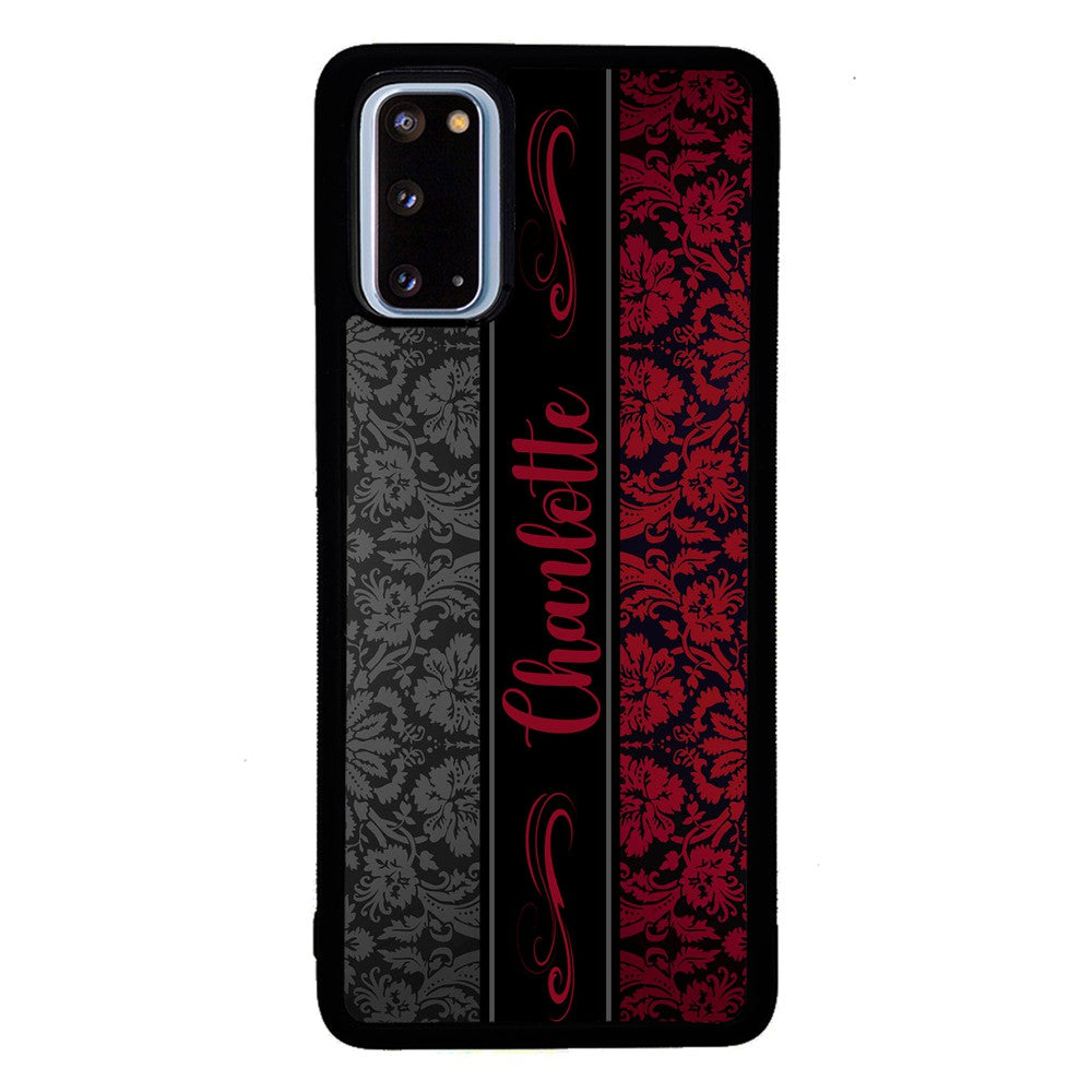 Red and Black Damask Personalized | Samsung Phone Case