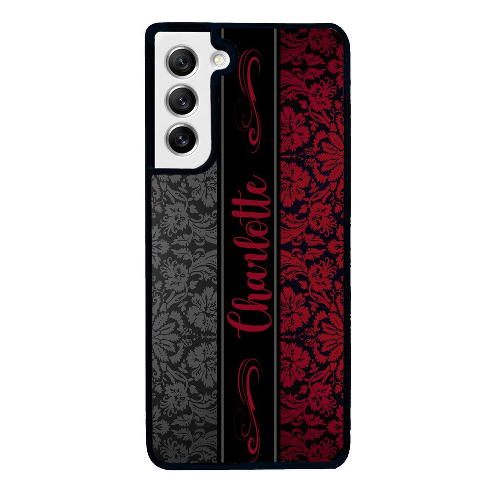 Red and Black Damask Personalized | Samsung Phone Case
