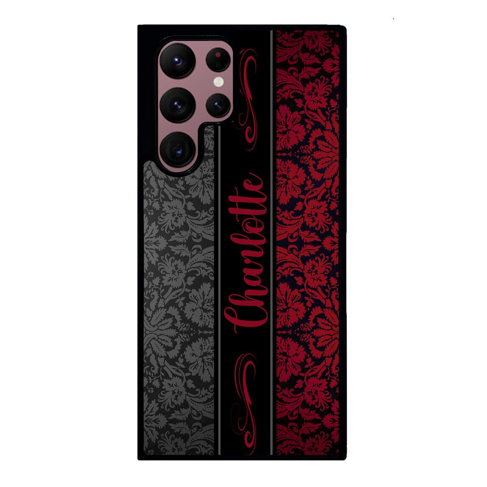 Red and Black Damask Personalized | Samsung Phone Case