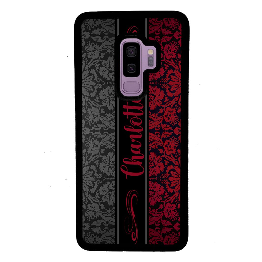 Red and Black Damask Personalized | Samsung Phone Case