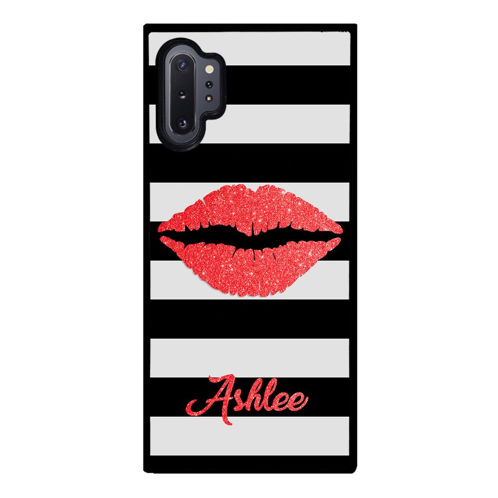 Black White Bars Red Lips Personalized | Samsung Phone Case