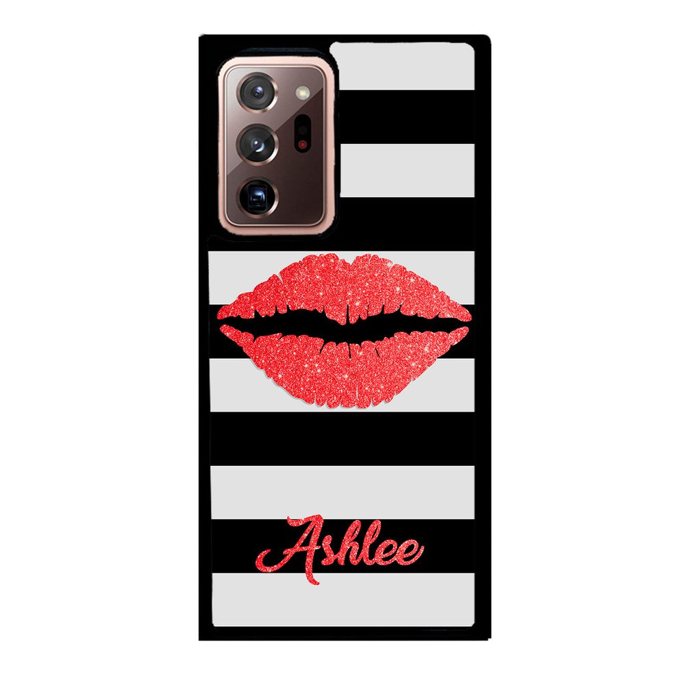 Black White Bars Red Lips Personalized | Samsung Phone Case