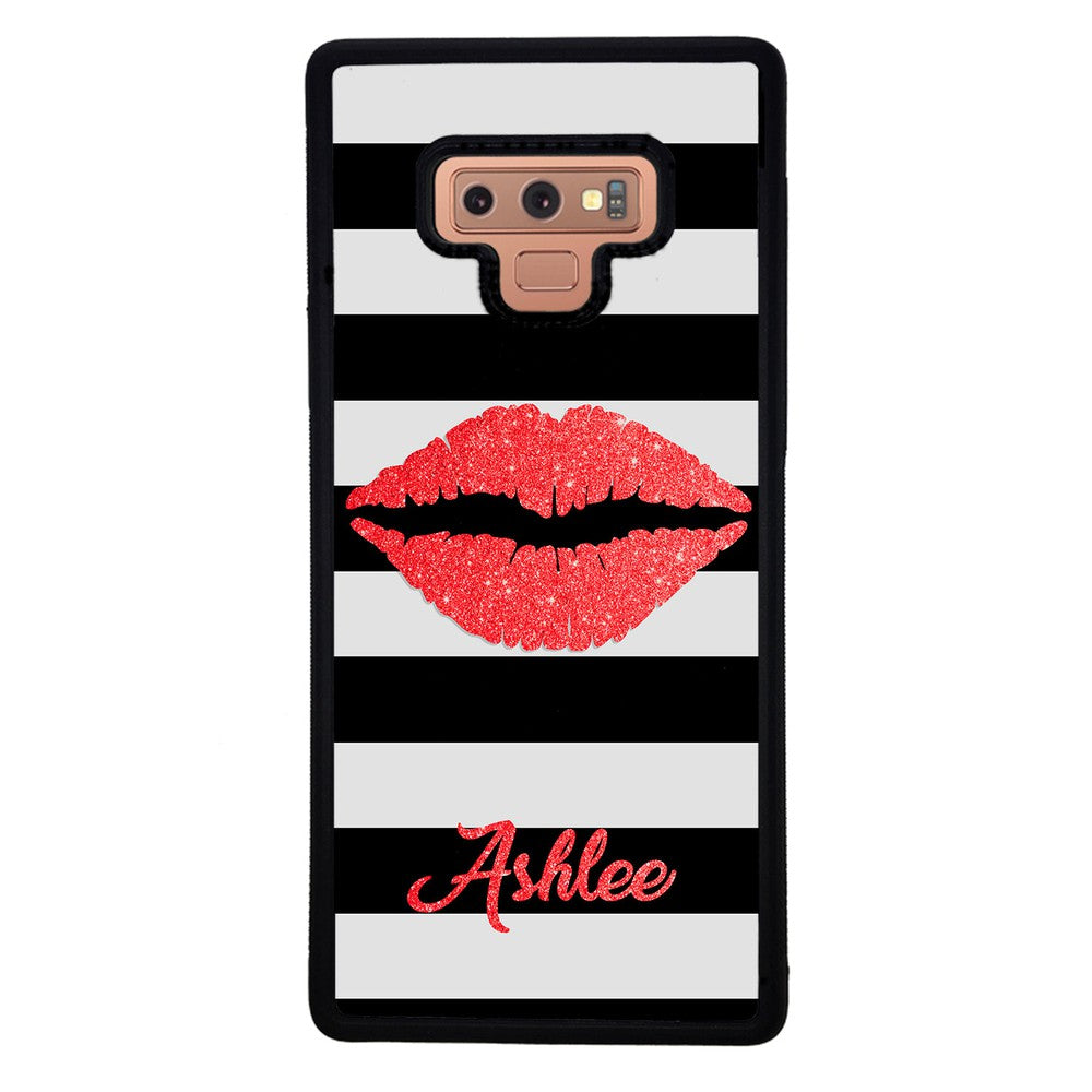Black White Bars Red Lips Personalized | Samsung Phone Case