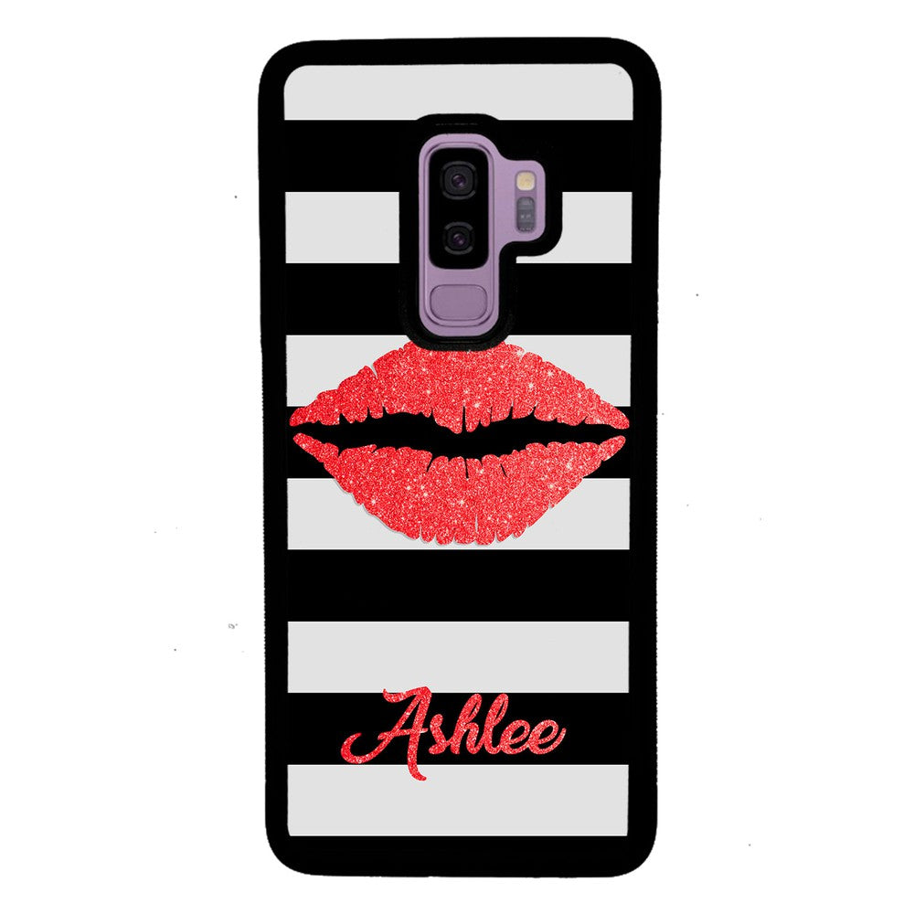 Black White Bars Red Lips Personalized | Samsung Phone Case