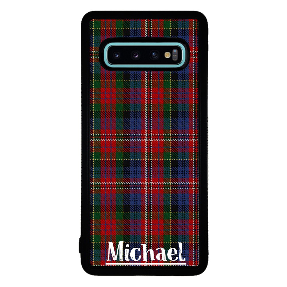 Plaid Tartan Sweater Green Blue and Red Personalized | Samsung Phone Case