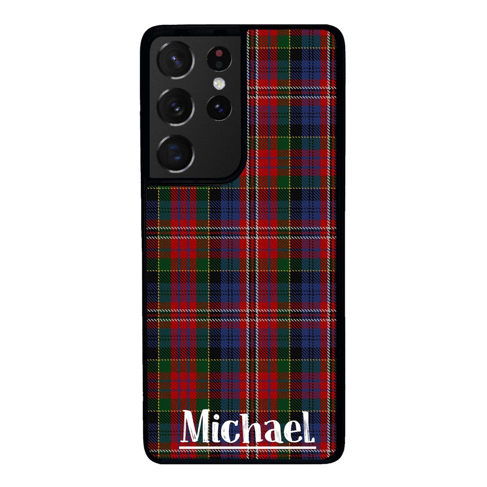 Plaid Tartan Sweater Green Blue and Red Personalized | Samsung Phone Case