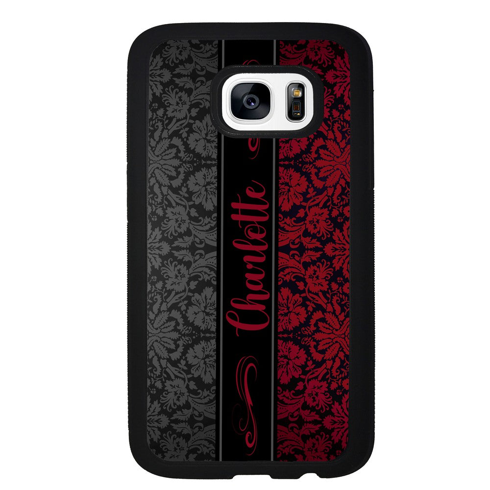 Red and Black Damask Personalized | Samsung Phone Case