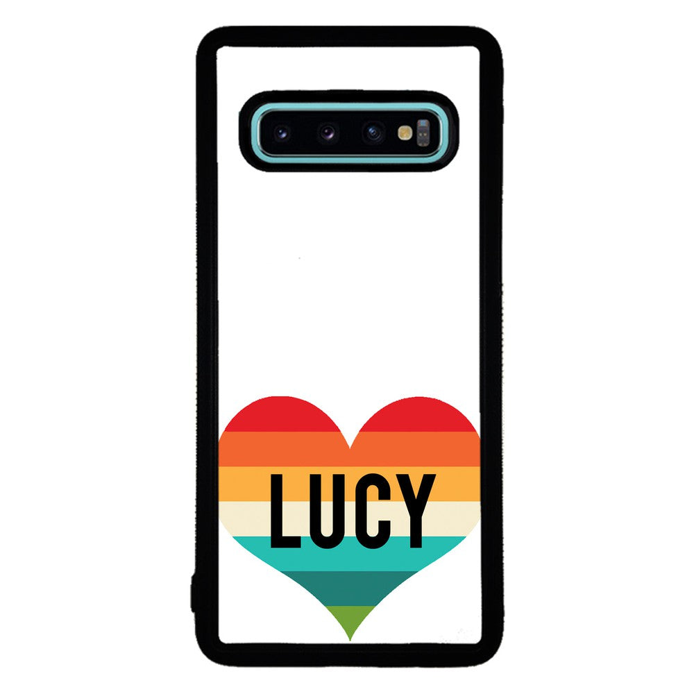 Retro Heart Rainbow Personalized | Samsung Phone Case