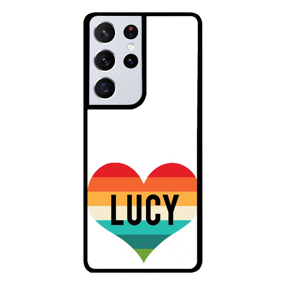 Retro Heart Rainbow Personalized | Samsung Phone Case