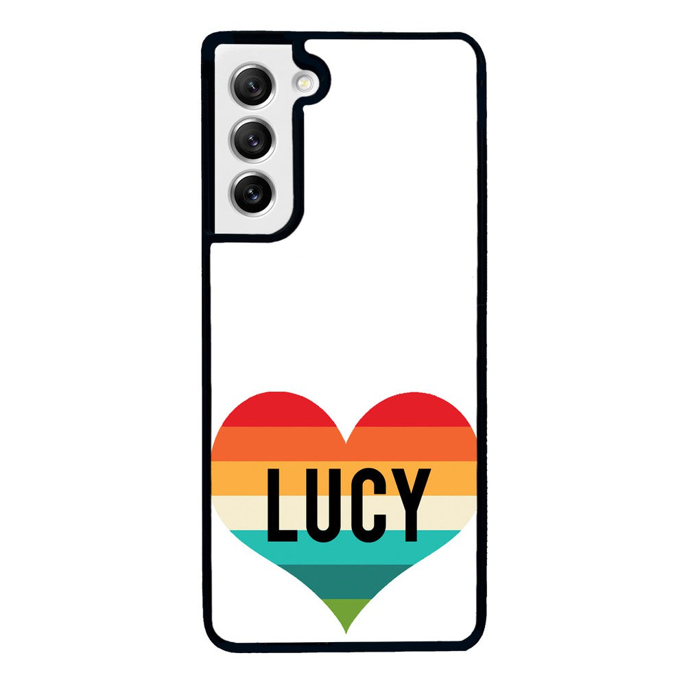 Retro Heart Rainbow Personalized | Samsung Phone Case