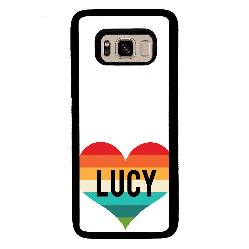 Retro Heart Rainbow Personalized | Samsung Phone Case