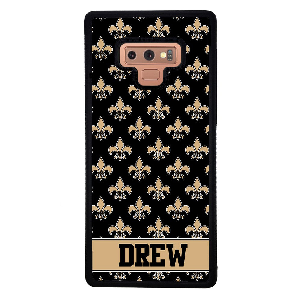 Black and Gold Fleur De Lis Personalized | Samsung Phone Case