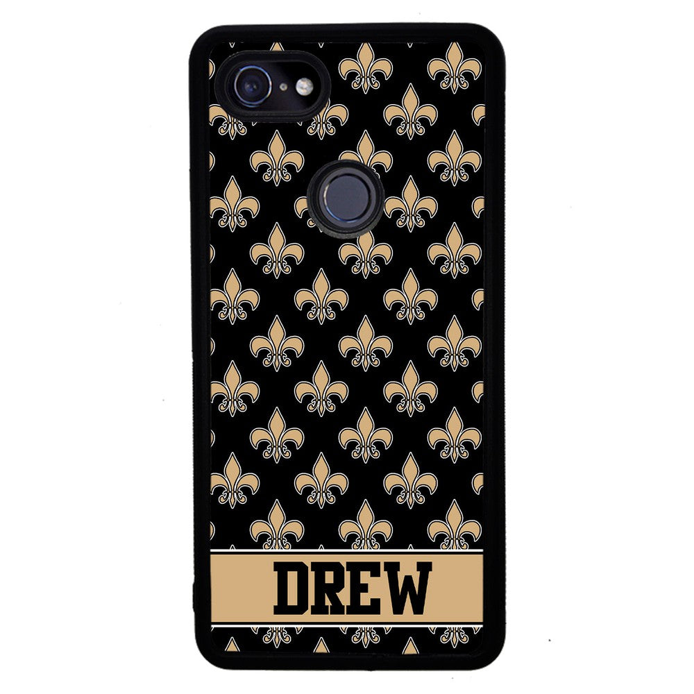 Black and Gold Fleur De Lis Personalized | Google Phone Case