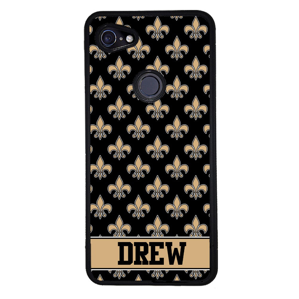 Black and Gold Fleur De Lis Personalized | Google Phone Case