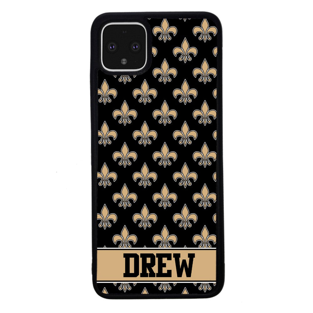 Black and Gold Fleur De Lis Personalized | Google Phone Case