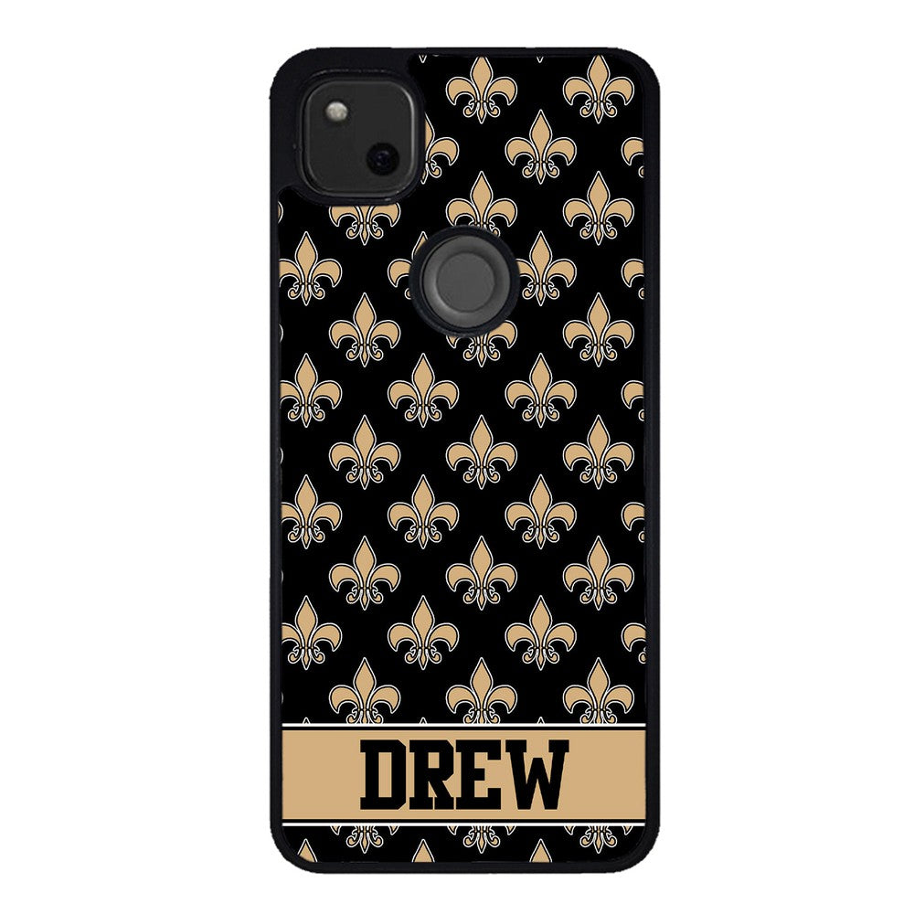 Black and Gold Fleur De Lis Personalized | Google Phone Case