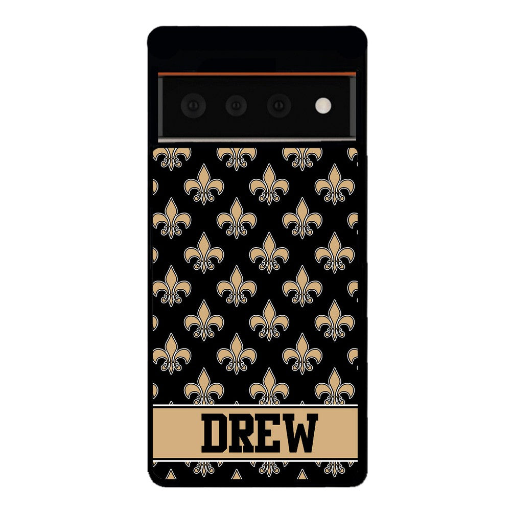 Black and Gold Fleur De Lis Personalized | Google Phone Case