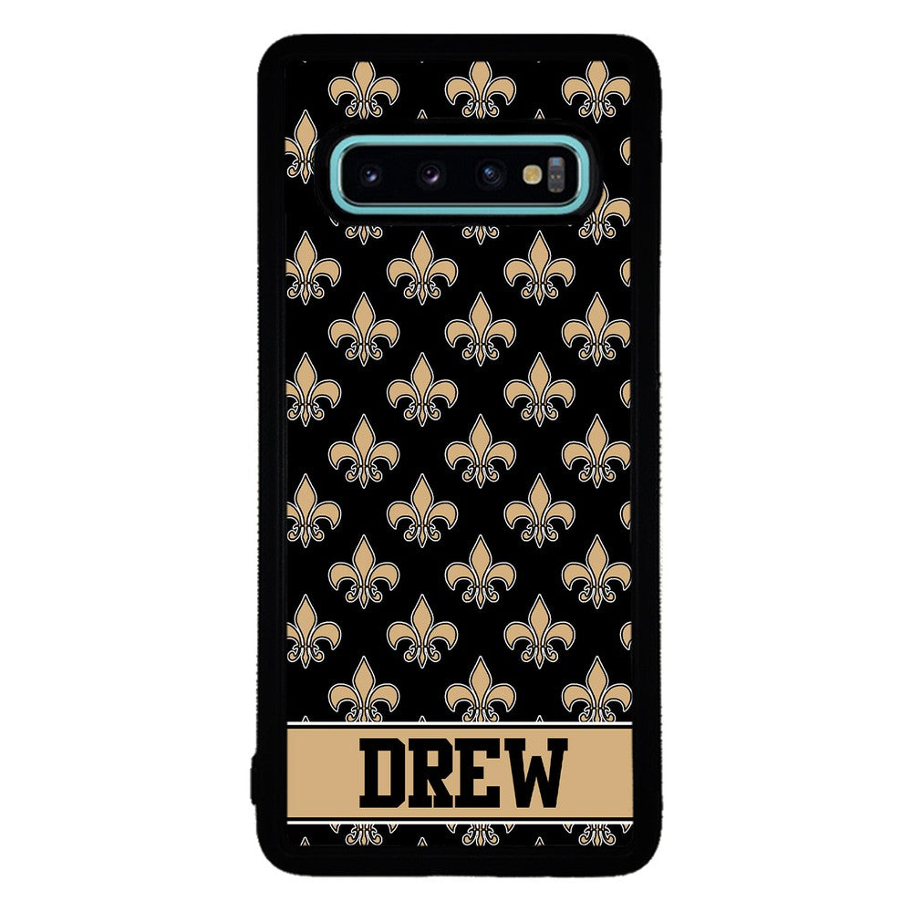 Black and Gold Fleur De Lis Personalized | Samsung Phone Case