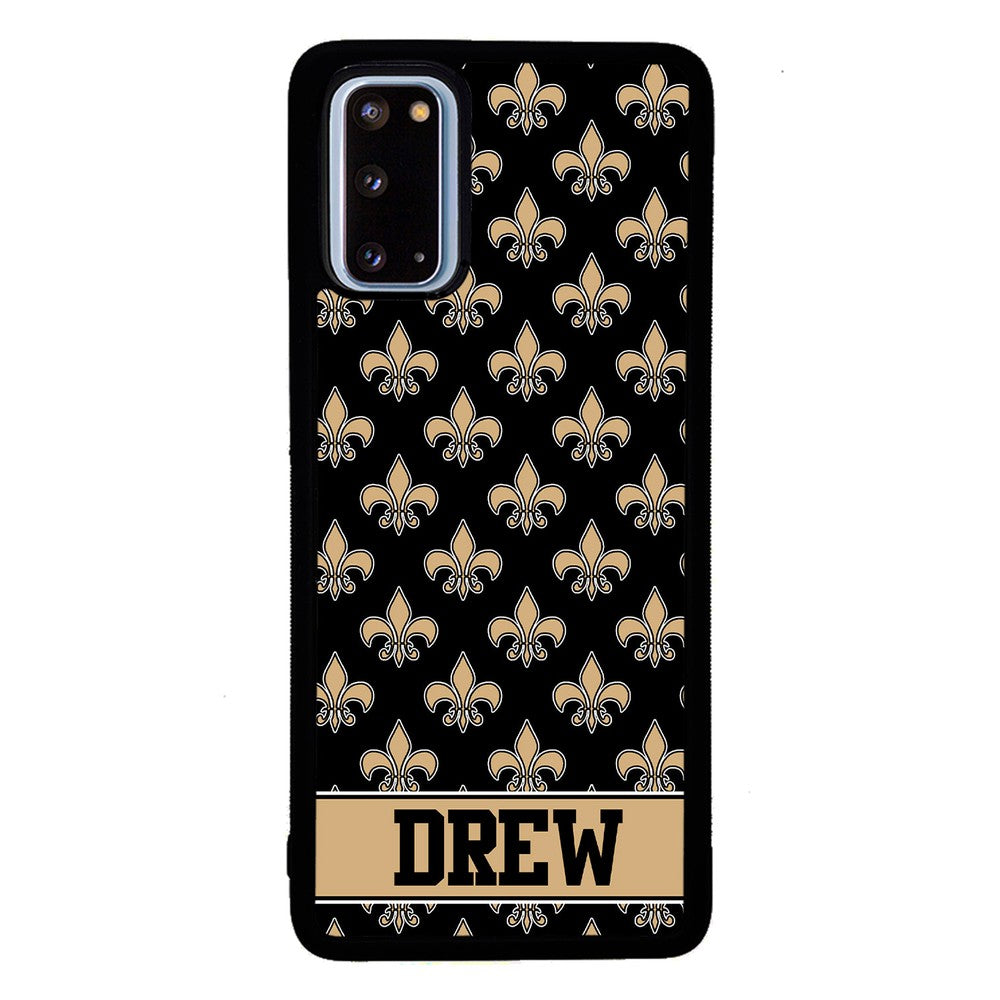 Black and Gold Fleur De Lis Personalized | Samsung Phone Case