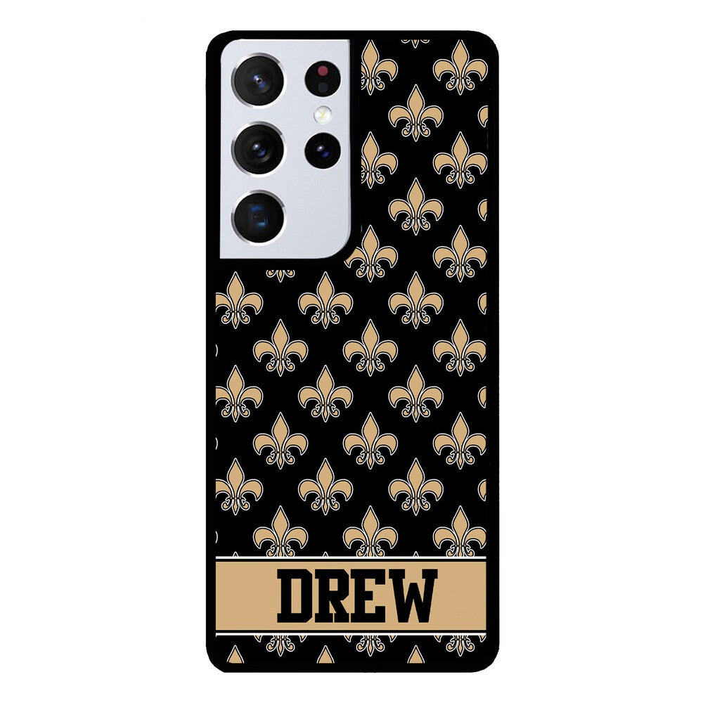 Black and Gold Fleur De Lis Personalized | Samsung Phone Case