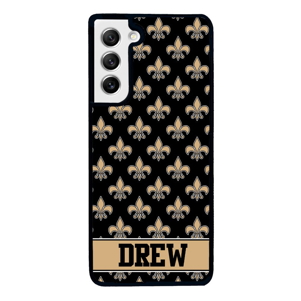 Black and Gold Fleur De Lis Personalized | Samsung Phone Case
