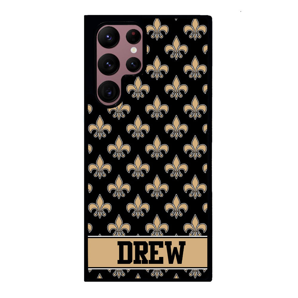 Black and Gold Fleur De Lis Personalized | Samsung Phone Case