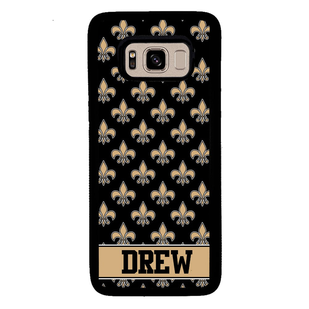 Black and Gold Fleur De Lis Personalized | Samsung Phone Case